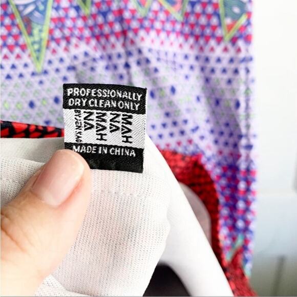 Anthropologie Mah Na Mah Na Colorful Bodycon Graphic Print Pencil Dress Size 2 - Picture 10 of 11